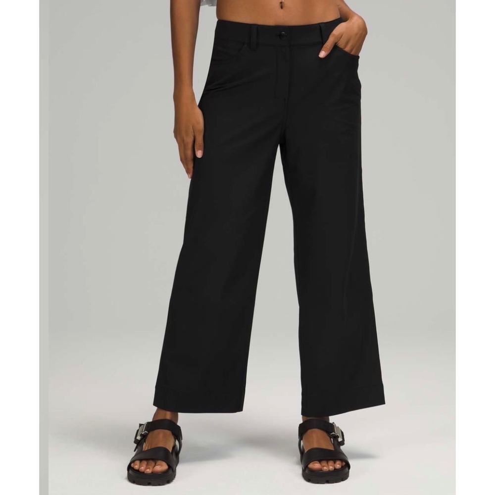 Lululemon City Sleek 5 Pocket Wide-Leg Pant Black 33 High Rise 7/8 Length Casual
